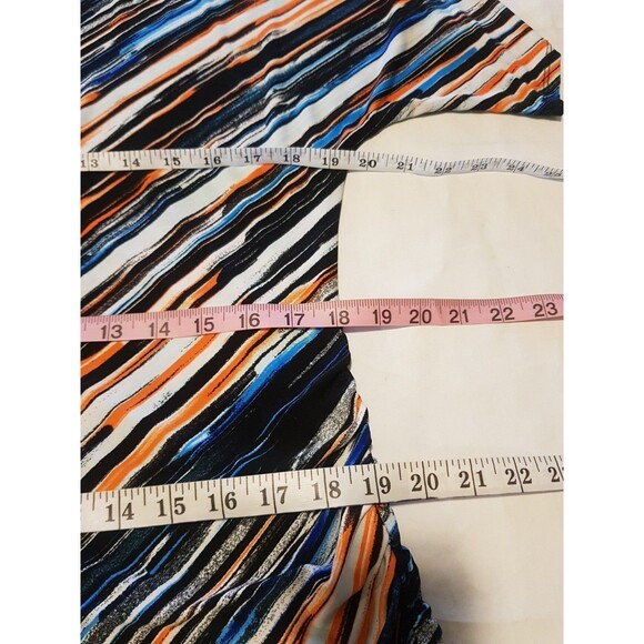 Cato Womens Blouse Sz Medium off-shoulder Striped  Colorful Y2k 2000's Retro - Picture 14 of 14